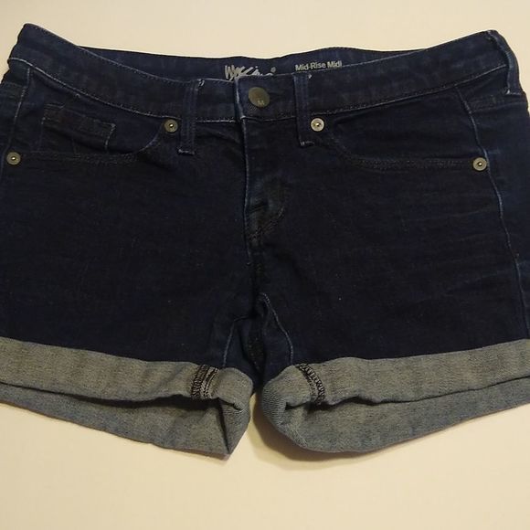 Mossimo Mid-Rise Midi Short Dark Denim Size 0. - Picture 1 of 2